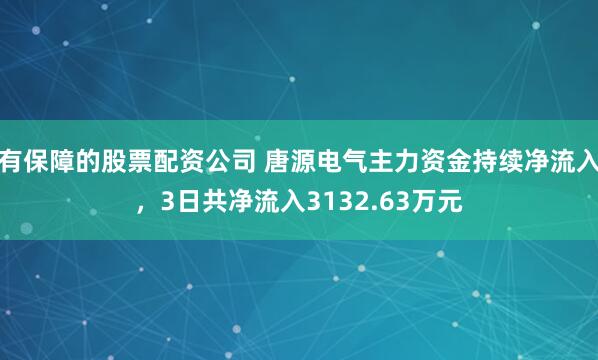 有保障的股票配资公司 唐源电气主力资金持续净流入，3日共净流入3132.63万元
